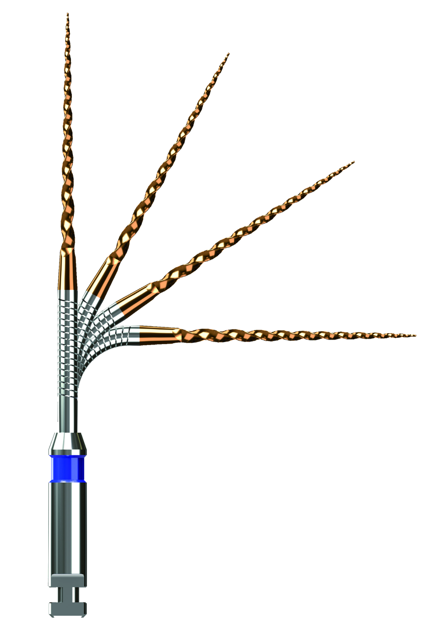 Denflex Spring Endo File — NiTi rotary file with spring shaft bending into multiple positions